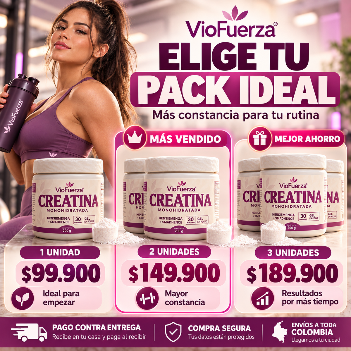 Creatina Monohidratada para Mujer | Fuerza y Rendimiento