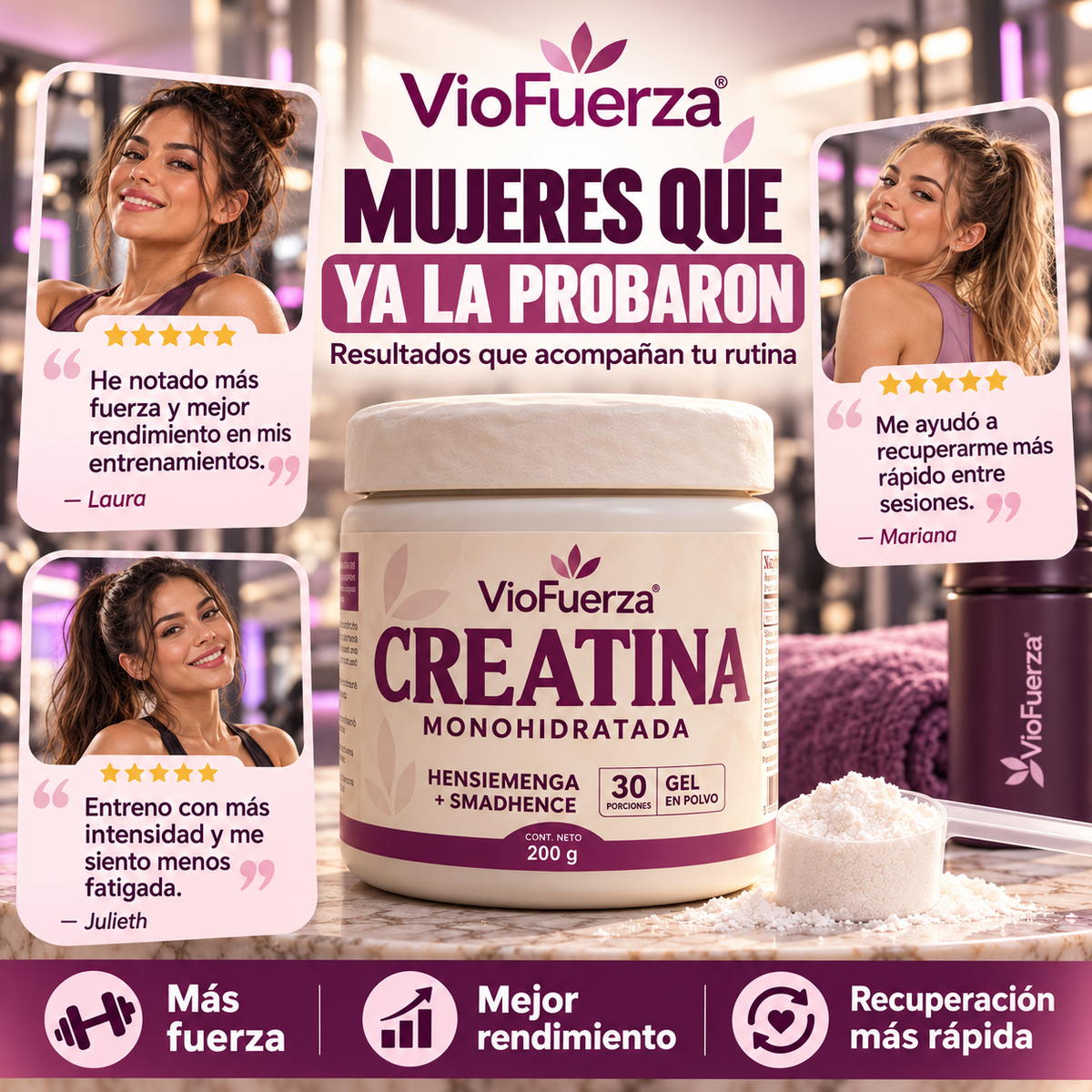 Creatina Monohidratada para Mujer | Fuerza y Rendimiento